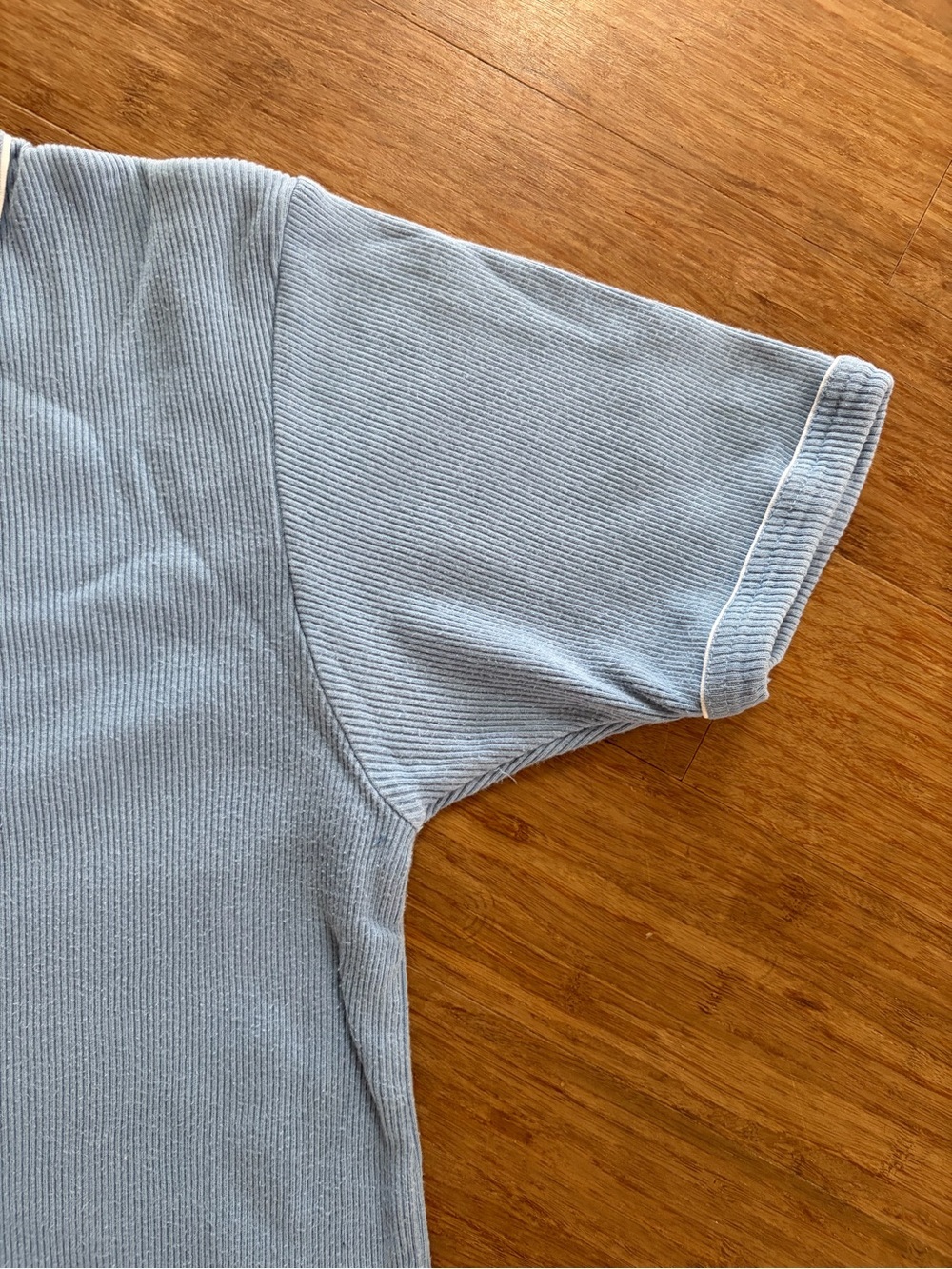VTG Randy River Ribbed Knit Striped Ringer T-Shirt Blue Size L - Picture 5 of 5